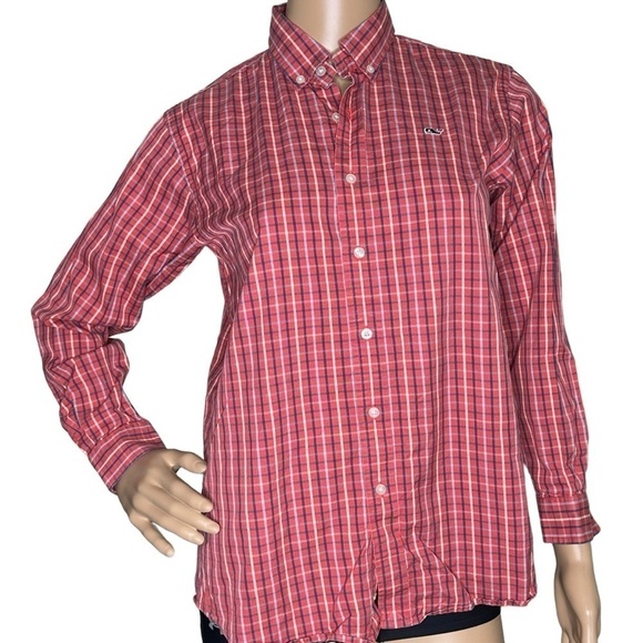 Vineyard Vines red checkered whale shirt, medium - Picture 1 of 6